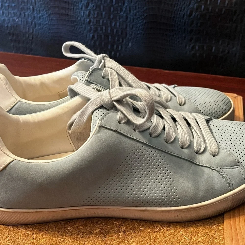 ZARA Mens 41 US 8 Blue Suede White Trim Casual Retro Sneakers Athletic Shoes